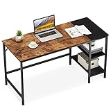 JOISCOPE Computertisch, Laptop-Tisch, Arbeitstisch mit Holzregalen, Tisch im Industriestil aus Holz...