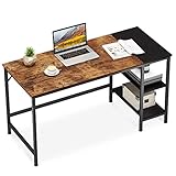 JOISCOPE Computertisch, Laptop-Tisch, Arbeitstisch mit Holzregalen, Tisch im Industriestil aus Holz...