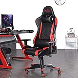 SMAX Gaming Stuhl Gamer Stuhl Ergonomische Gamingstuhl aus PU-Leder mit hoher Rückenlehne und...