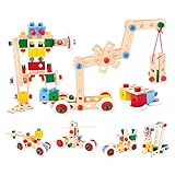 Bino Holz-Baukasten im Eimer, Spielzeug für Kinder ab 3 Jahre, Kinderspielzeug...