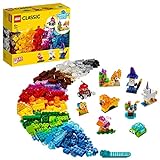 LEGO 11013 Classic Kreativ-Bauset mit durchsichtigen Steinen, mit Löwe, Vogel und Schildkröte,...