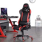 SMAX Gaming Stuhl Gamer Stuhl Ergonomische Gamingstuhl aus PU-Leder mit hoher Rückenlehne und...