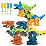 ALLCELE Dinosaurier Montage Spielzeug, 4 Stück DIY Dinosaurier Figuren Set mit Schrauben...