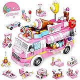 VATOS Eiswagen Bausteine Spielzeug ab 6 7 8 9 10 11 12 Jahre für Mädchen, 553 Stück Kreativ Rosa...