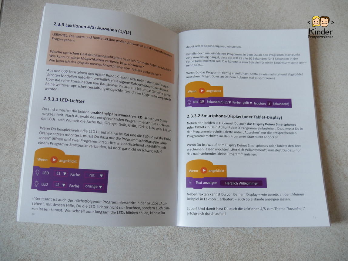 Das Programmierhandbuch mi detalierter Anweisung in deutscher Sprache